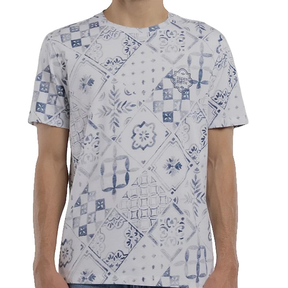 T-Shirt Bleu/Blanc Homme Teddy Smith Tareski 1