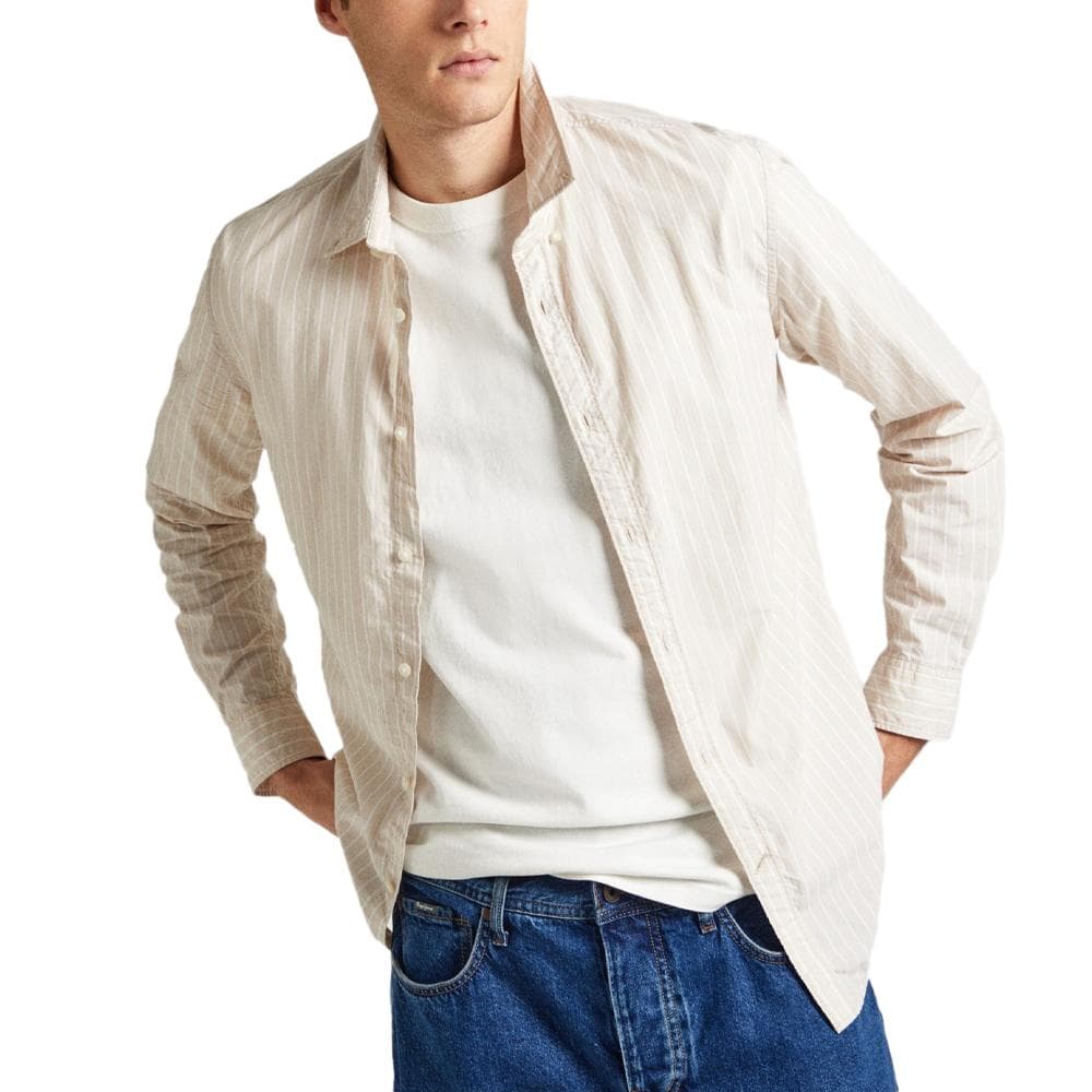 Chemise Beige/Blanche Homme Pepe jeans Peter 1