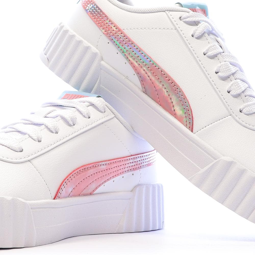 Baskets Blanche/Rose/Bleu Fille Puma Carina 7