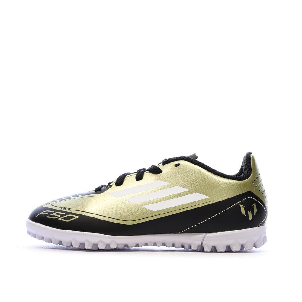 Chaussures de football Noires/Dorés Garçon Adidas F50 Club Tf J Mess 1