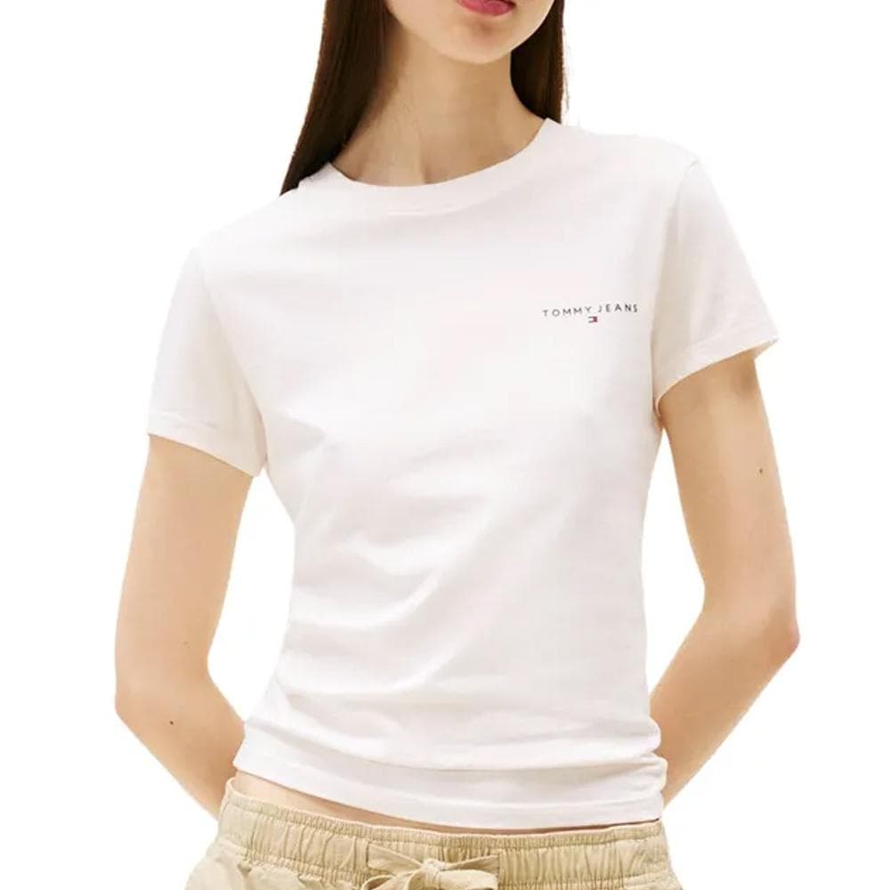T-shirt Blanc Femme Tommy Hilfiger Slim Linear DW0DW21164 1