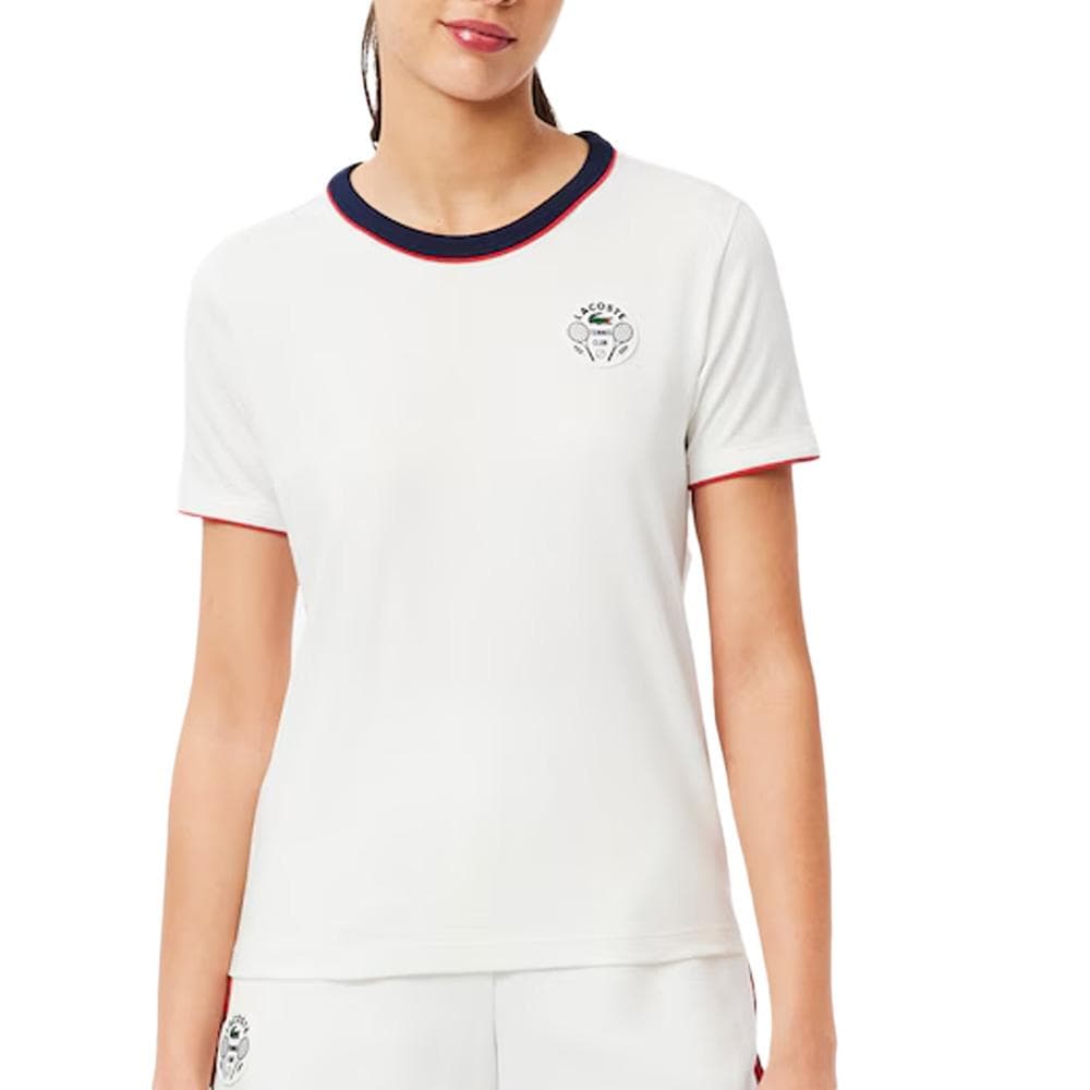 T-shirt Blanc Femme Lacoste Ultra Dry Heritage Badge 1