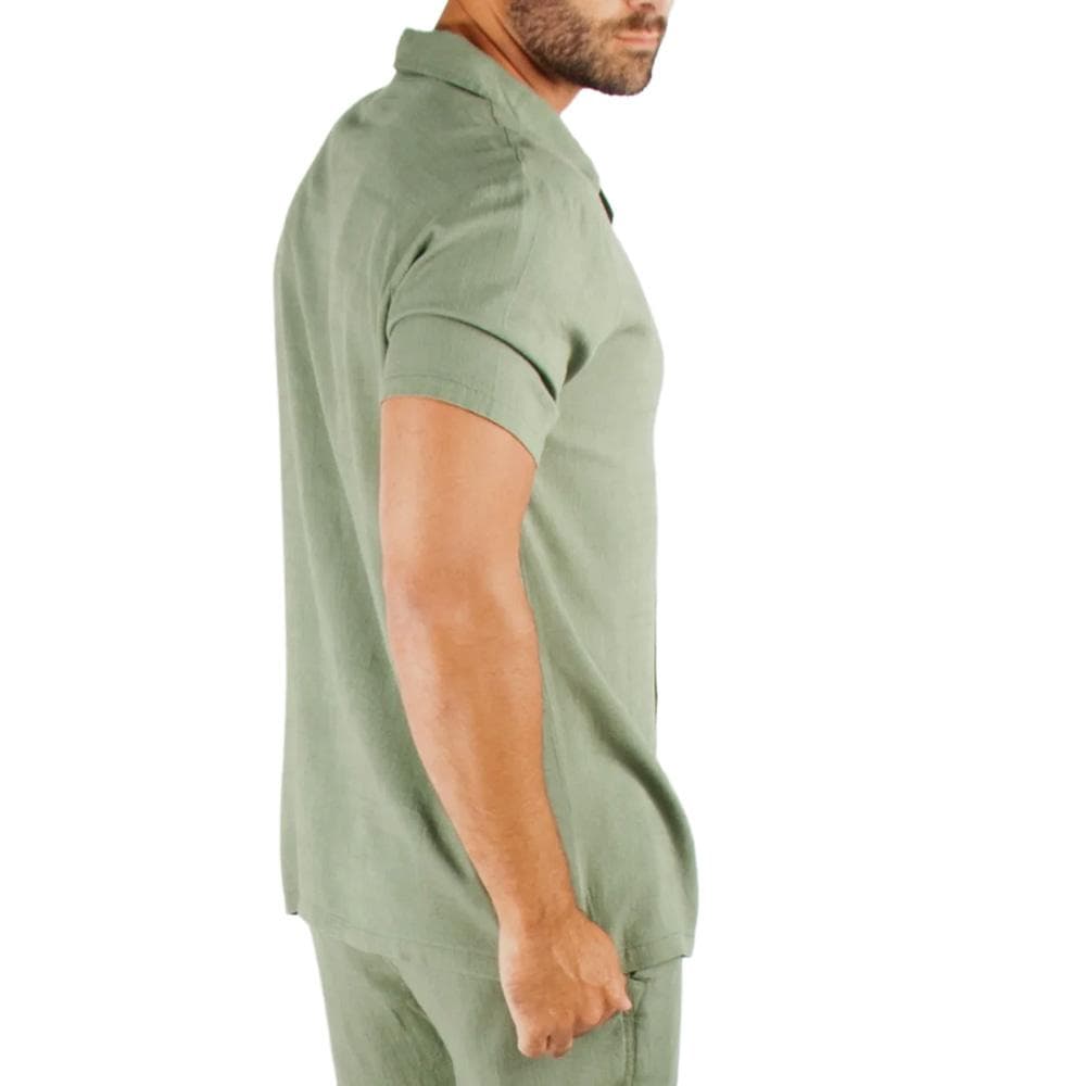 Chemise Kaki Homme Paname Brothers Lin Ficelle 2