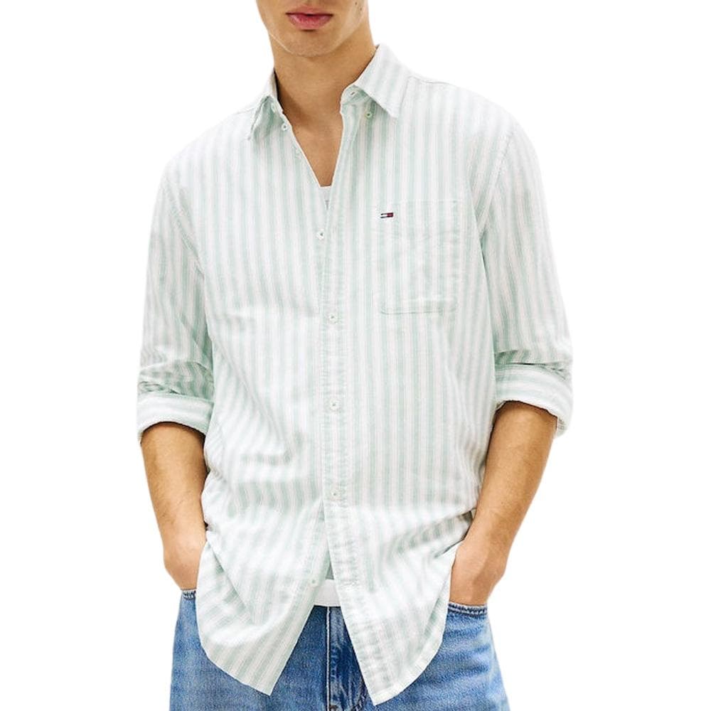 Chemise Vert/Beige Homme Tommy Hilfiger Tjm Reg Stripe 1