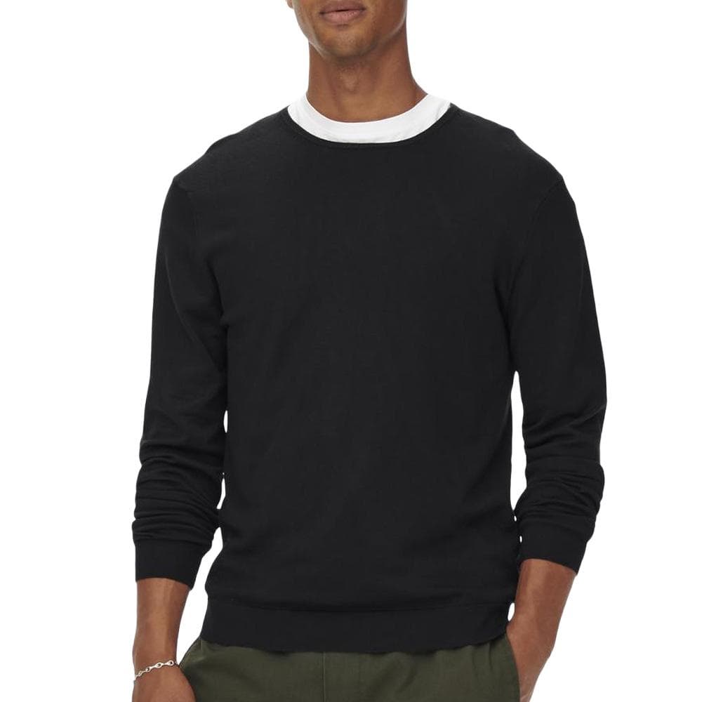 Pull Noir Homme Only & Sons Life Crew Knit 1