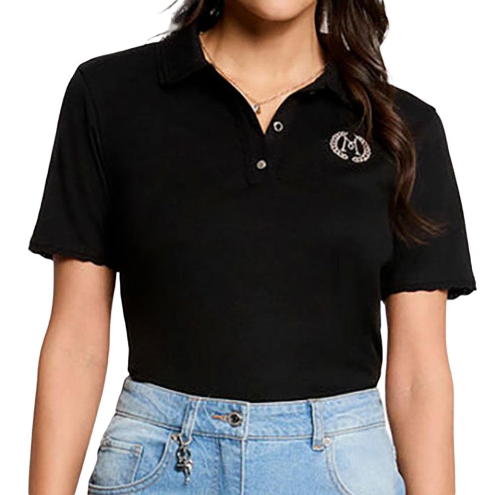 Polo Noir Femme Morgan Broderie 1