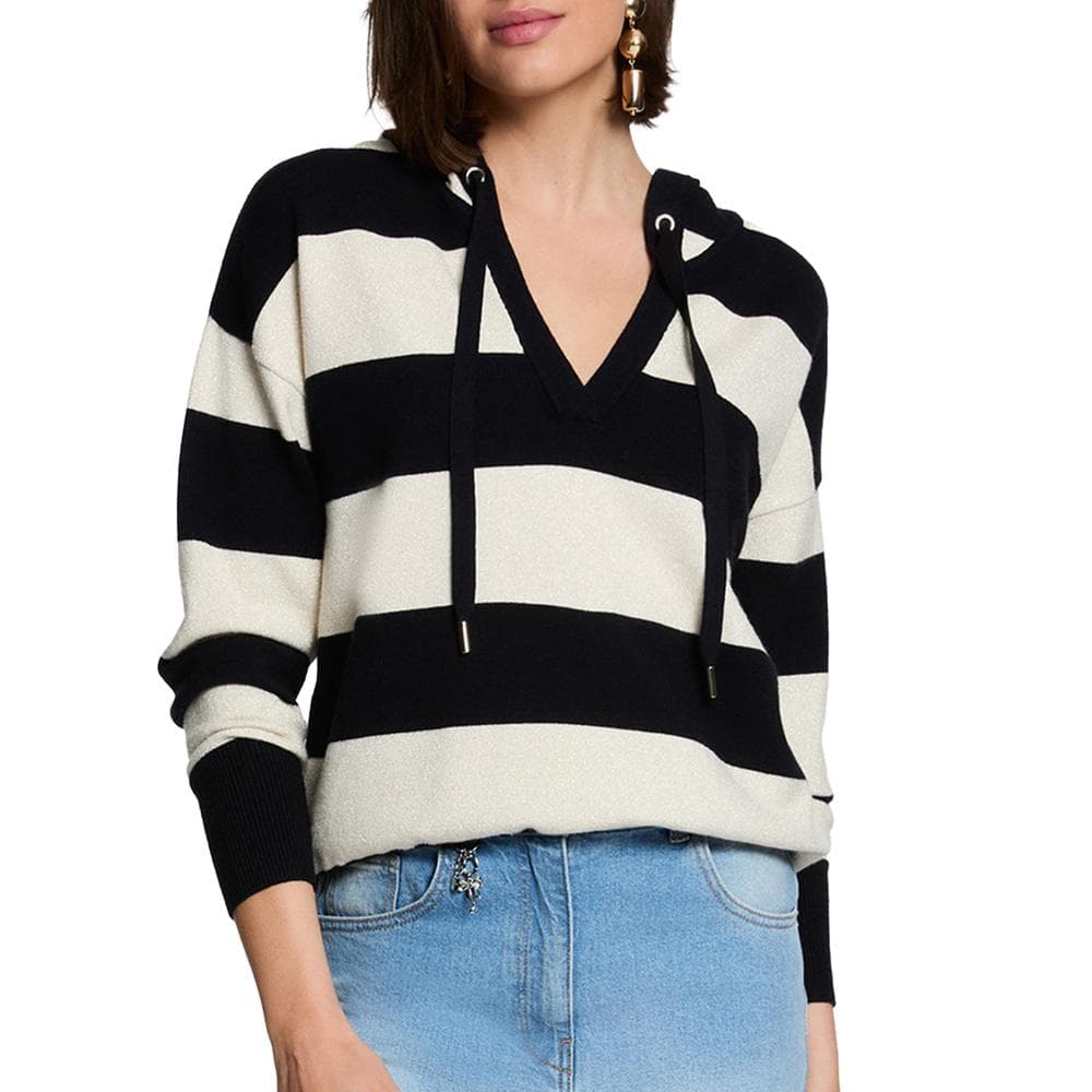 Pull Blanc/Noir Femme Morgan Preppy 1