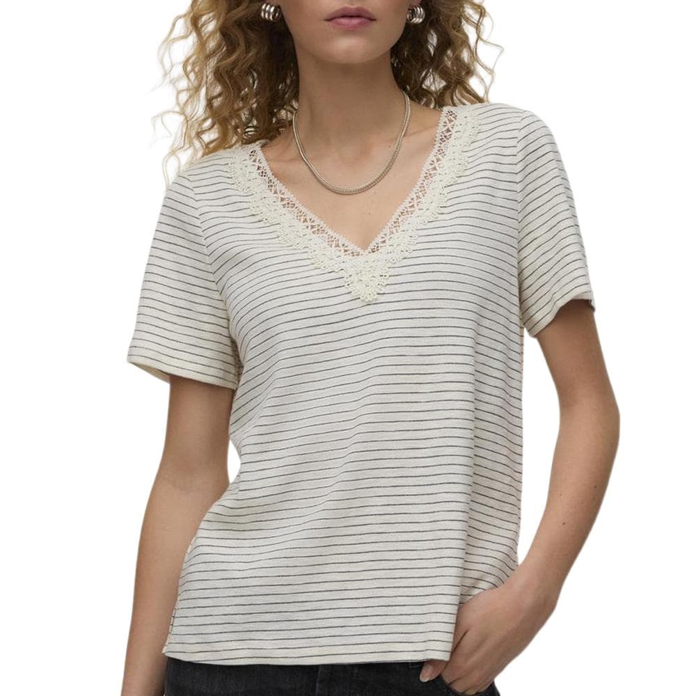 T-Shirt Blanc/Marine Femme Vero Moda Karoline 1