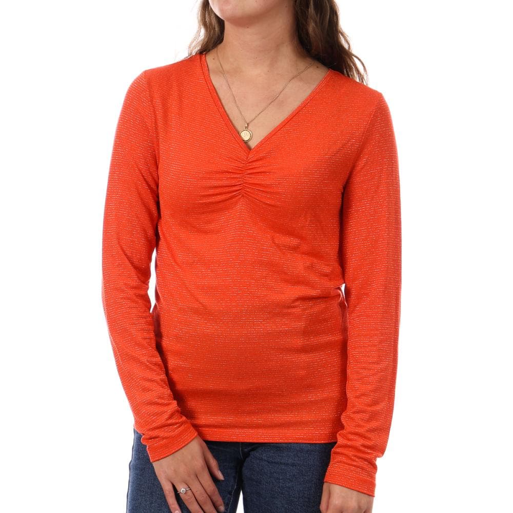 T-shirt Orange à rayures Femme Pieces Tamara 1
