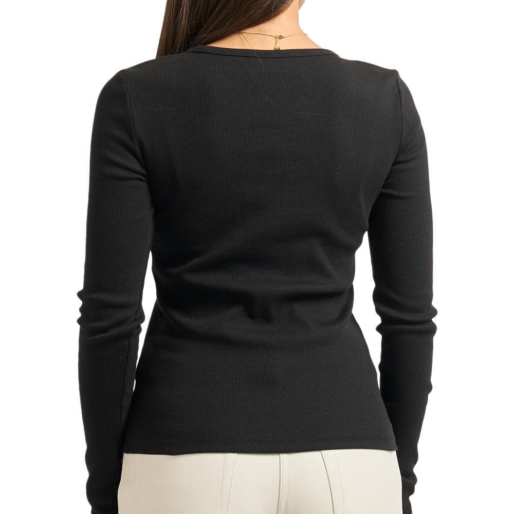 T-Shirt Manches Longues Noir Femme Calvin Klein Jeans Woven 2