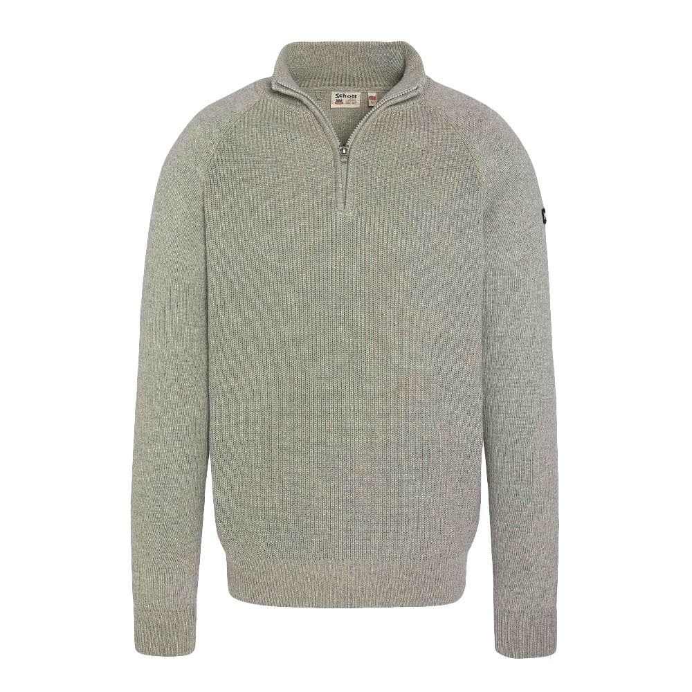 Pull 1/4 zip Gris Homme Schott Plali 1
