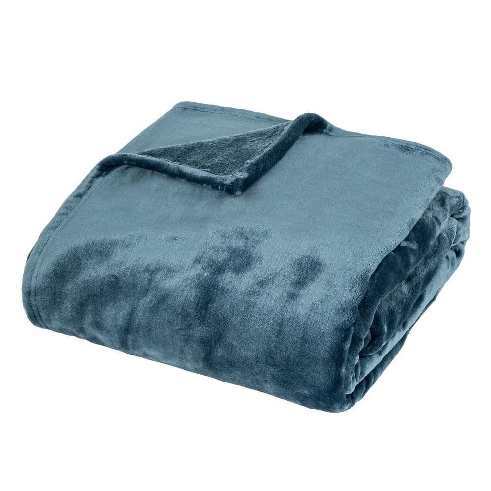 Plaid flanelle Bleu Petrol Atmosphera 180x230 Cuddly 1