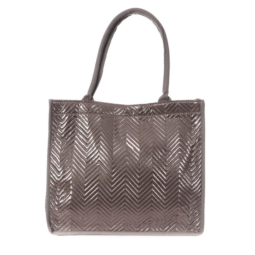 Sac Caba Fourre tout Gris Métallique Stella Green Matelasse Chevron 3 2