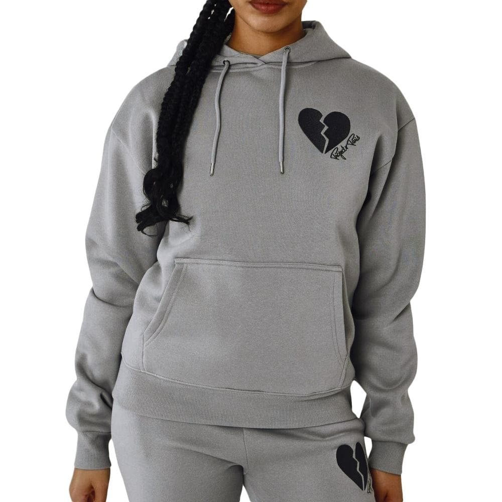 Sweat à Capuche Gris Foncé Femme Project X Paris à Cœur Brise 1
