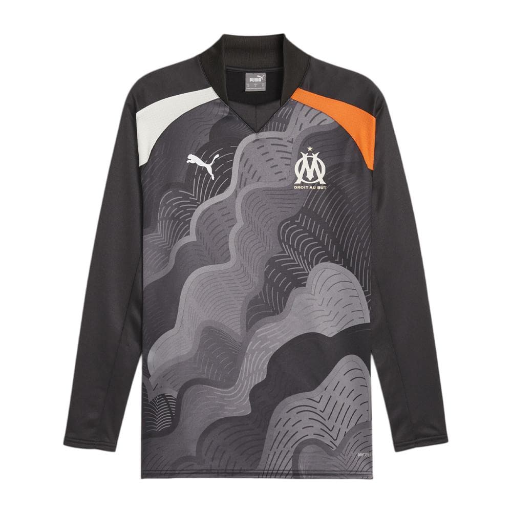 OM Maillot Prématch manches longues Gris Homme Puma 2023/24 1