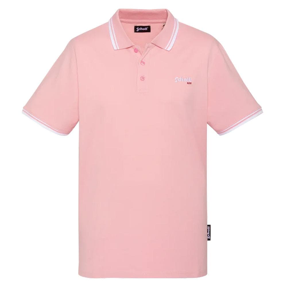 Polo Rose/Blanc Homme Schott PSWILL2 1