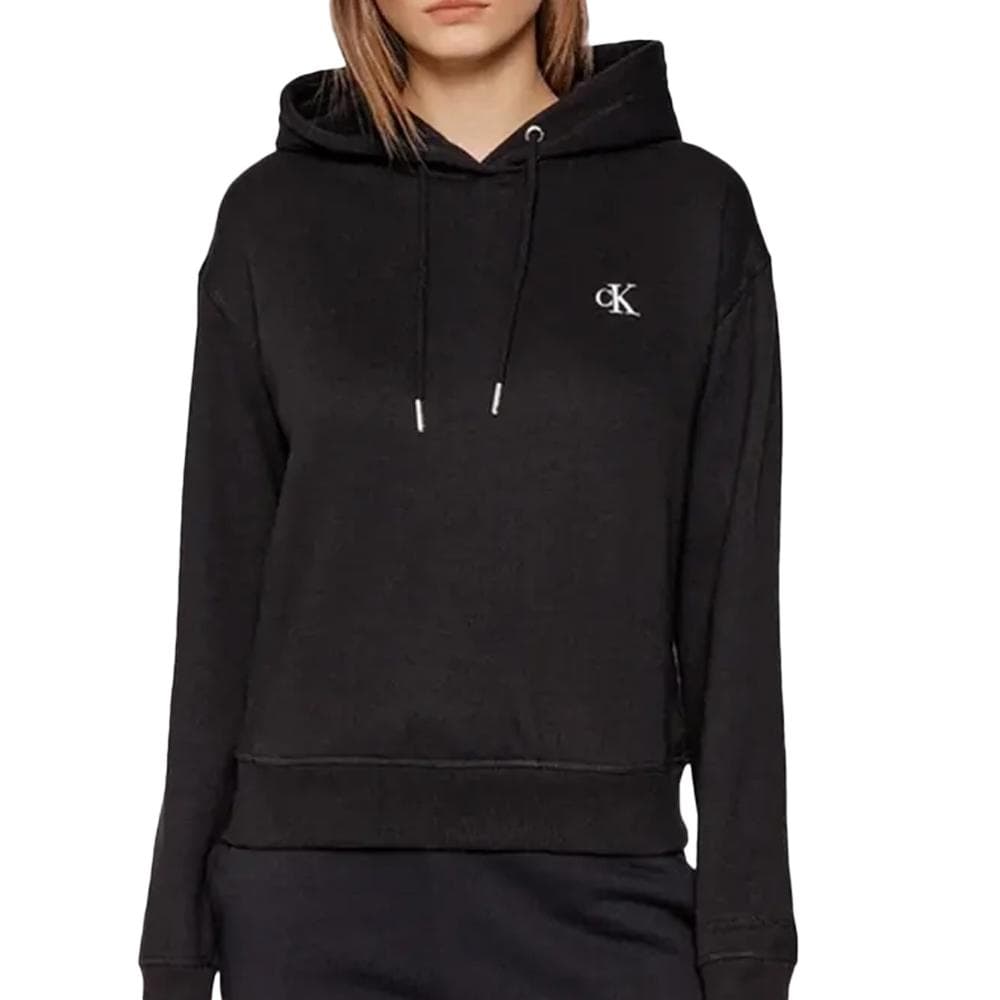 Sweat à Capuche Noir Femme Calvin Klein Jeans Embroidery 1