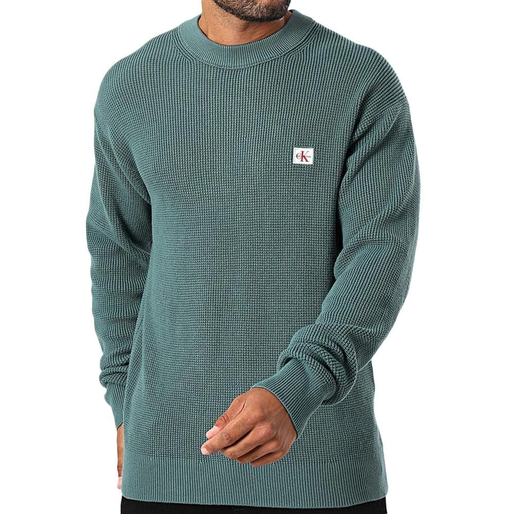 Pull Vert Foret Homme Calvin Klein Jeans Waffle 1