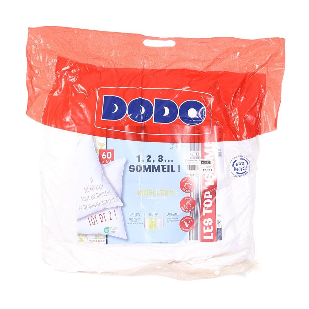 x2 Oreillers Blanc Dodo 123sommeil 50x70 1