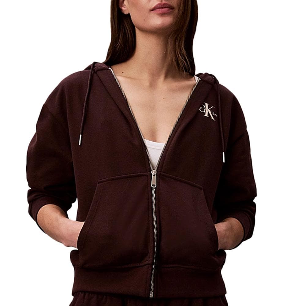 Sweat Zippé Marron Femme Calvin Klein Jeans Monologo French 1