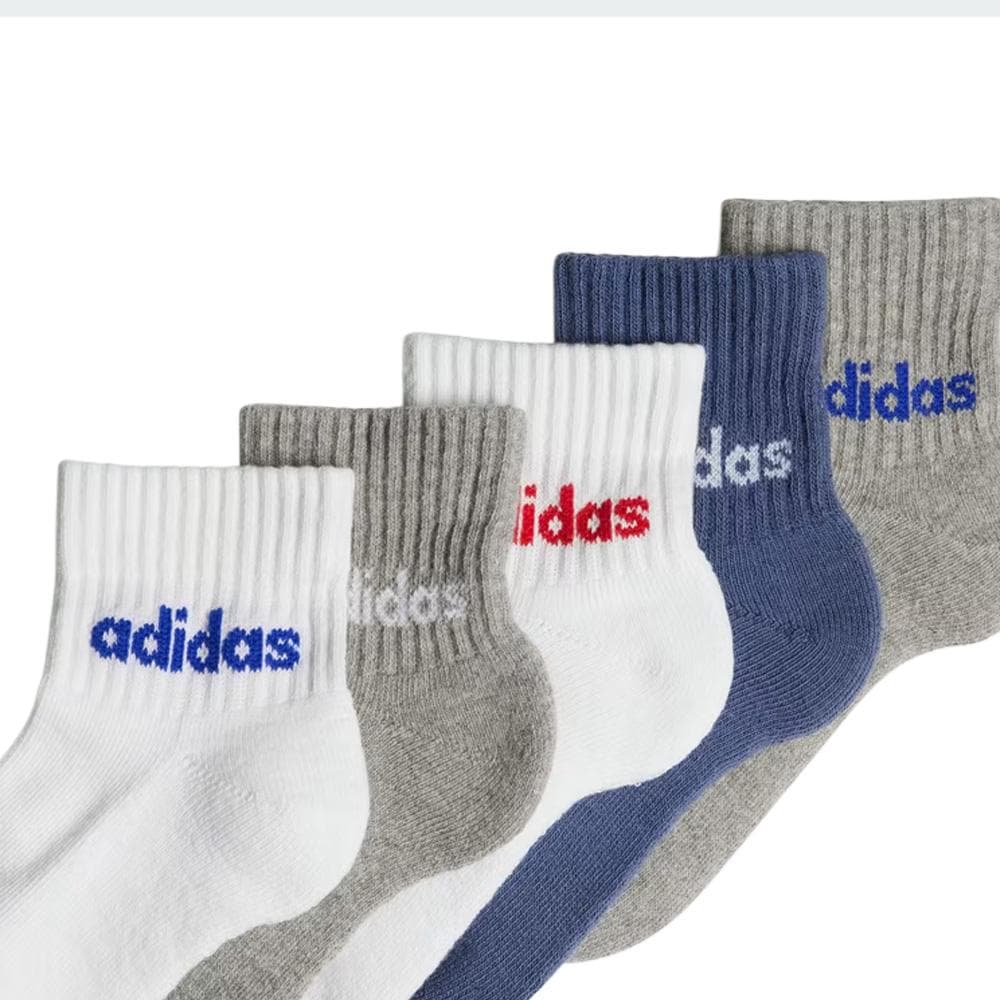 X5 Paires de Chaussettes Blanc/Gris Mixte Adidas Kids Linear 2