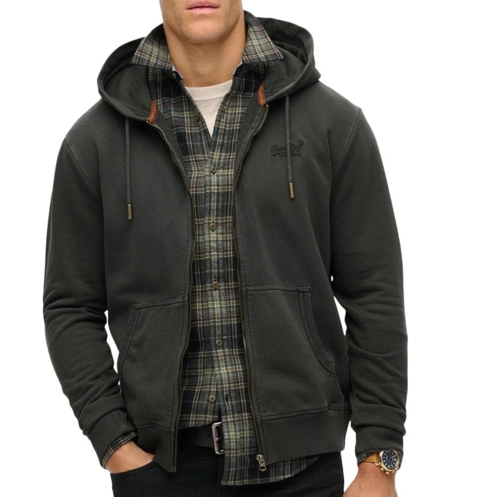 Sweat Zippé Grise Homme Superdry Essential Washed Ziphood 1