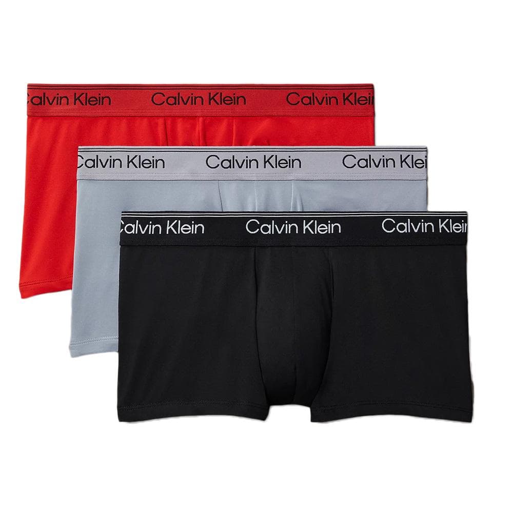 X3 Boxers Noir/Rouge/Gris Homme Calvin Klein Jeans Low Rise Trunk 1