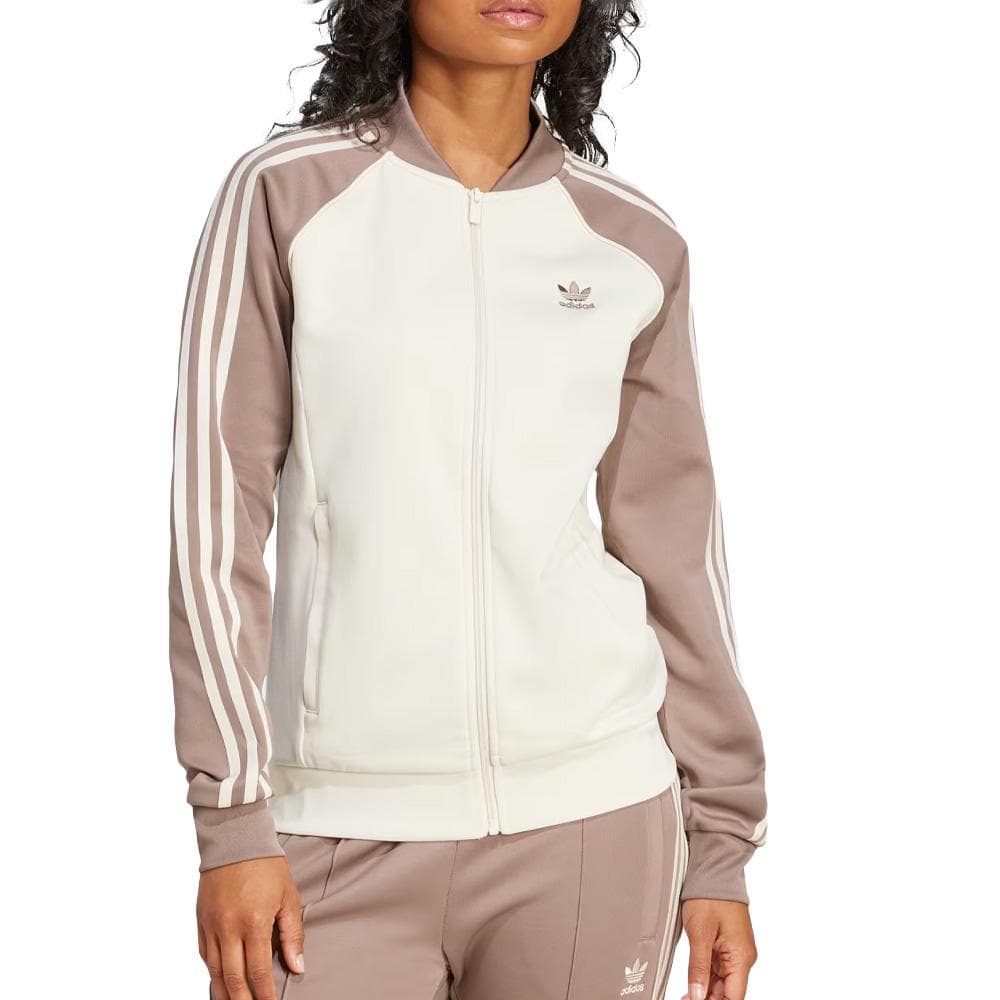 Veste Blanche/taupe Femme Adidas Sst Track 1