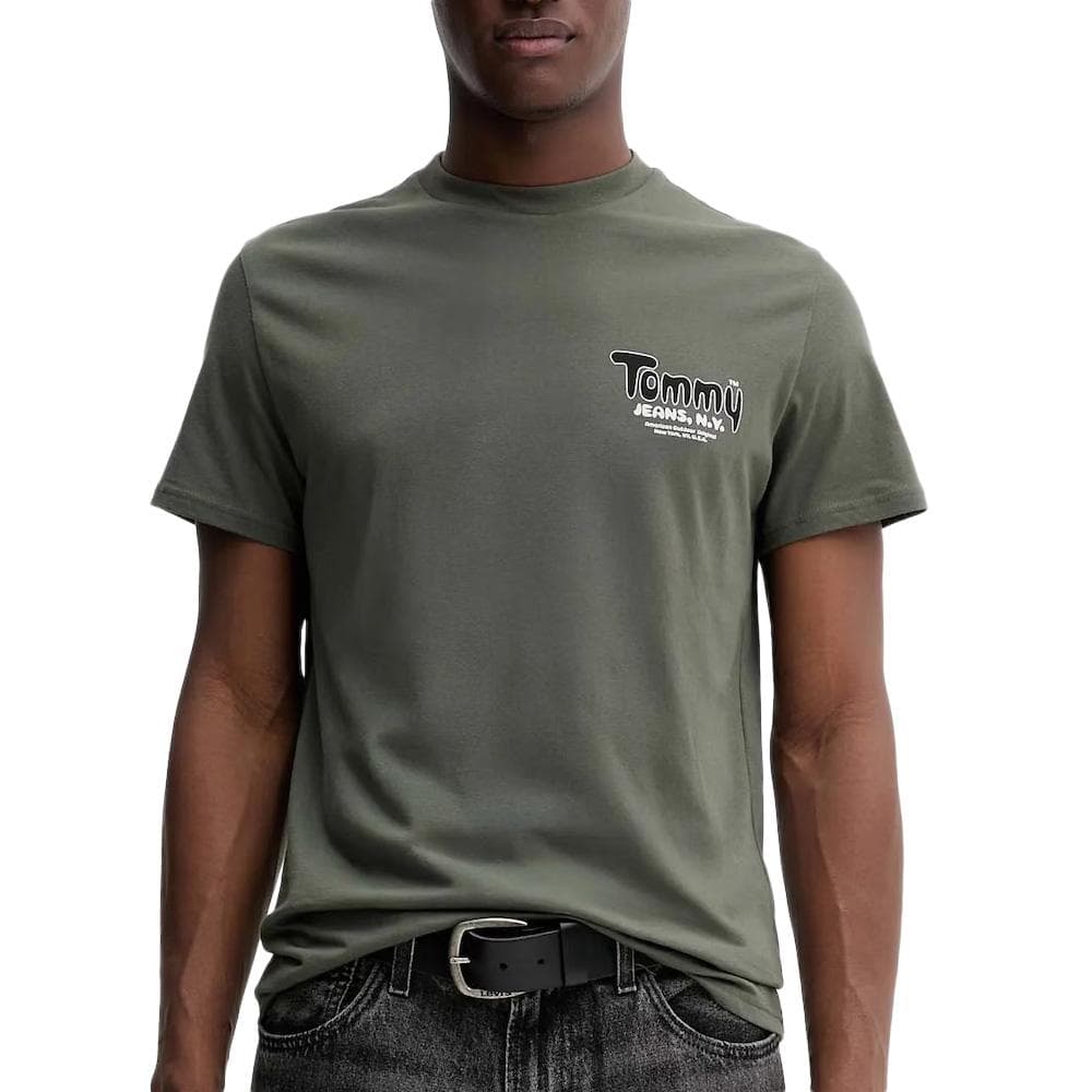 T-shirt Kaki Homme Tommy Hilfiger Tjm Slim Font Play 1