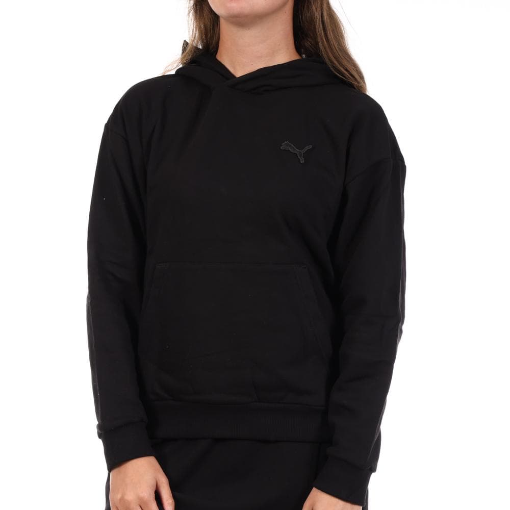 Sweat Noir Femme Puma Emboridery Comfo 1