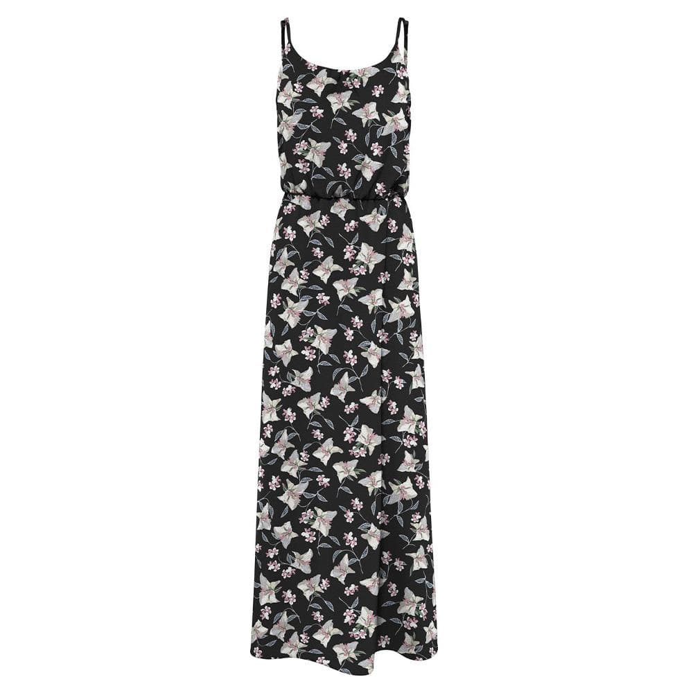 Robe Longue Noire/Rose à fleurs Femme Only Nova 1