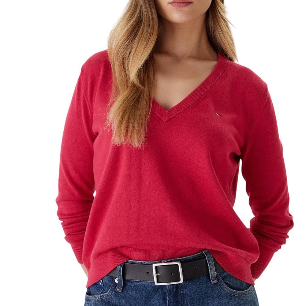 Pull Rouge Femme Tommy Hilfiger Vneck 1