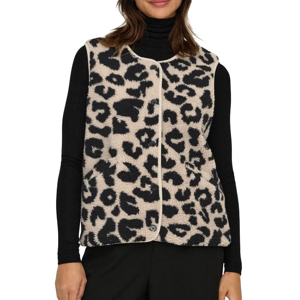 Gilet Beige/Noir Femme Only Baby Teddy 1