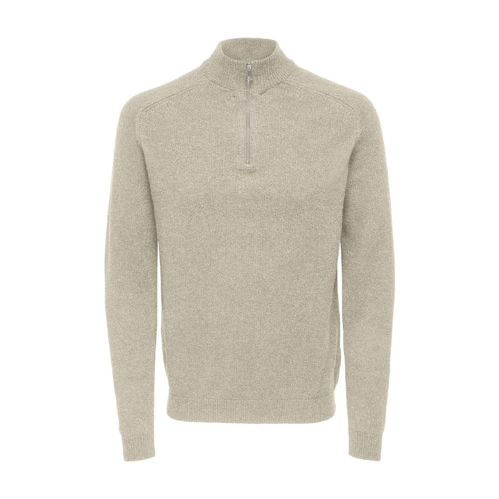 Pull 1/4 Zip Beige Homme Only & Sons Reg 7 1