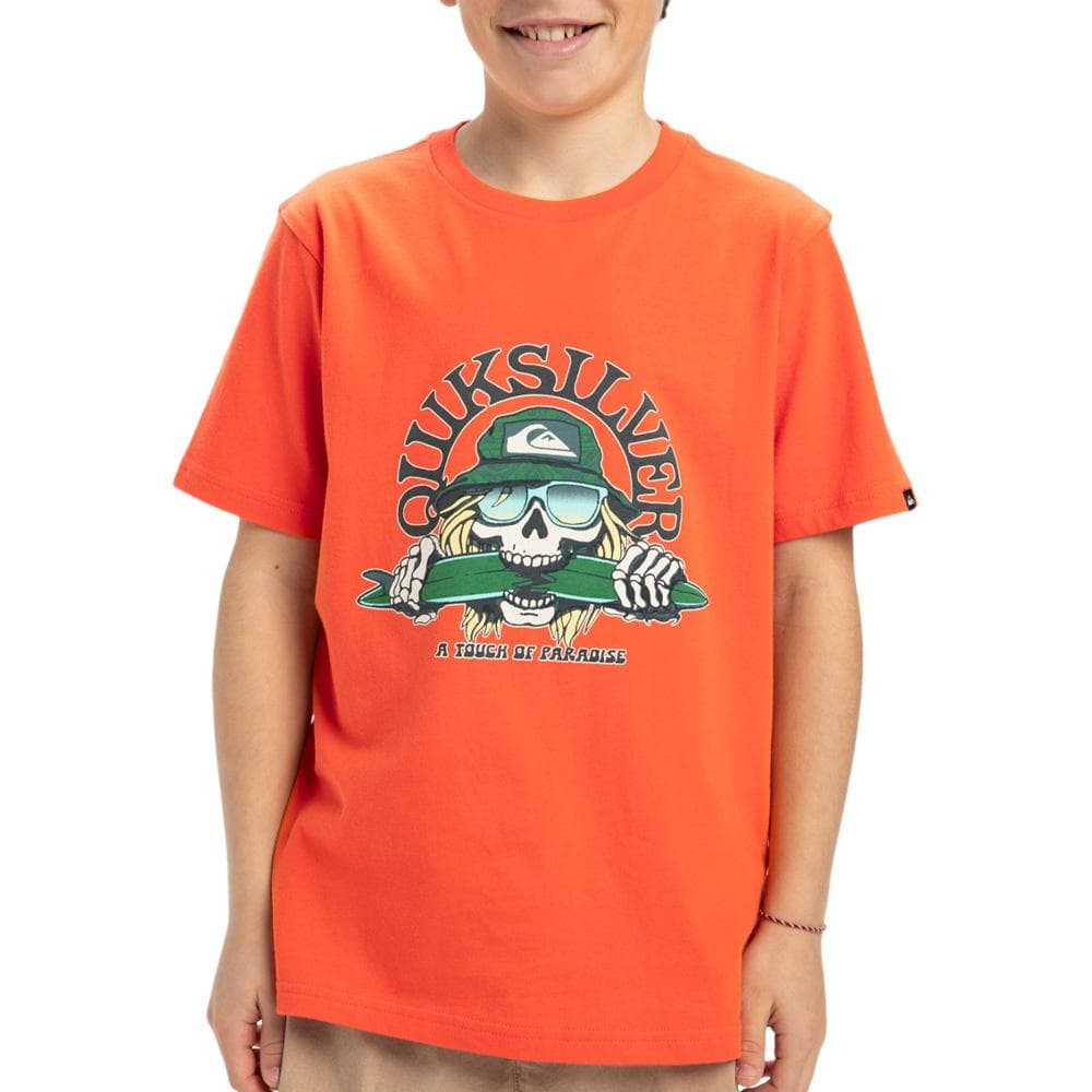 T-Shirt Orange Garçon Quiksilver Skull Feast 1