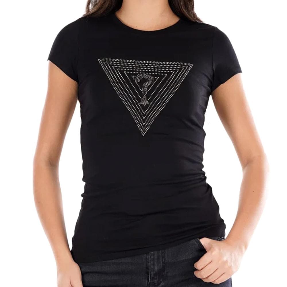 T-shirt Noir Femme Guess Maze 1