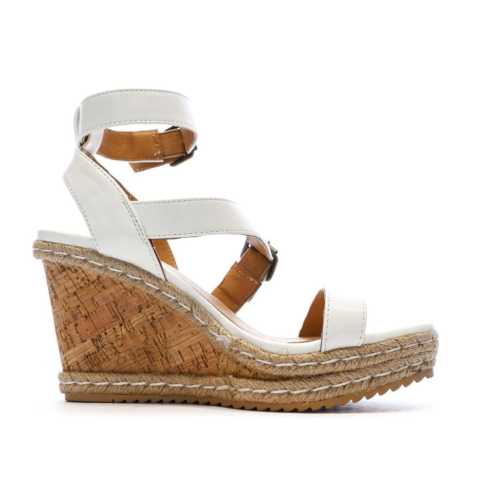 Sandales Compensée Blanches Femme Chattawak Summer Camel 2