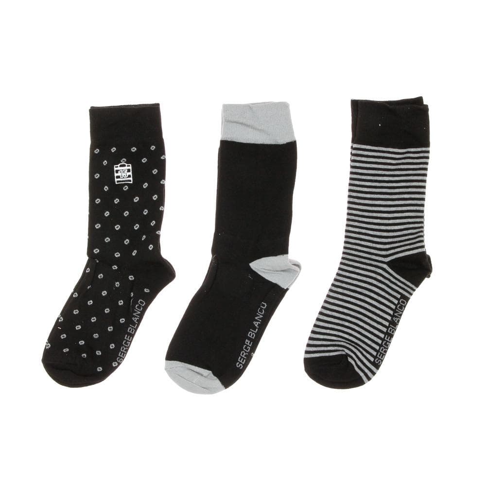 x3 paires de chaussettes Noir/Gris Homme Serge Blanco ASS 1