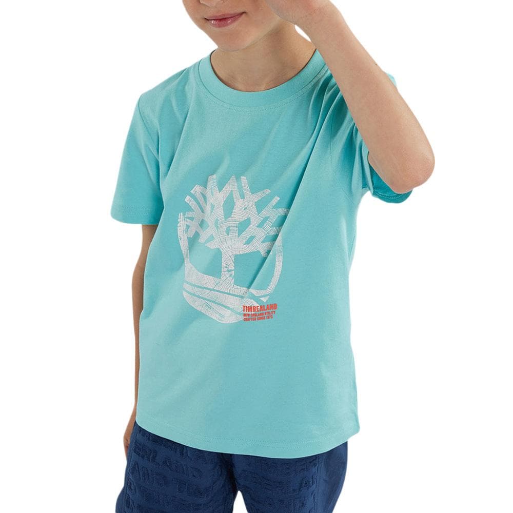 T-shirt Turquoise Garçon Timberland T60087 1