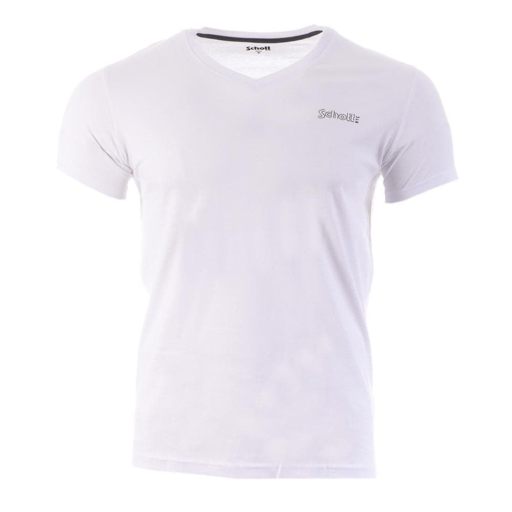 T-SHIRT BLANC HOMME SCHOTT V NECK JEFF 1