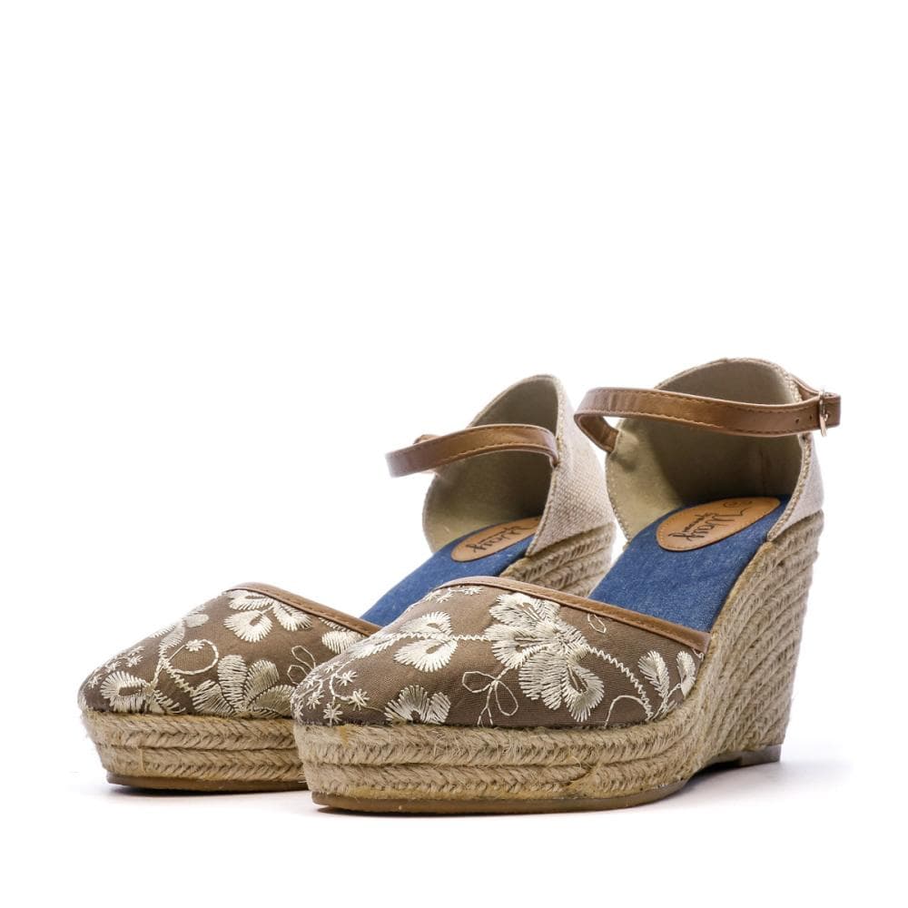 Sandales Compensées Marron/Fleurs Femme Beppi 6