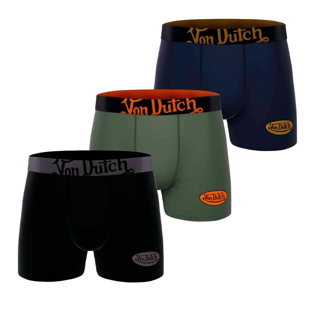 x3 Boxers Noir/Vert/Marine Homme Von Dutch LOGMED 1