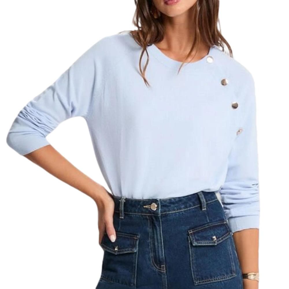 Pull Bleu Femme Morgan Boutons 1