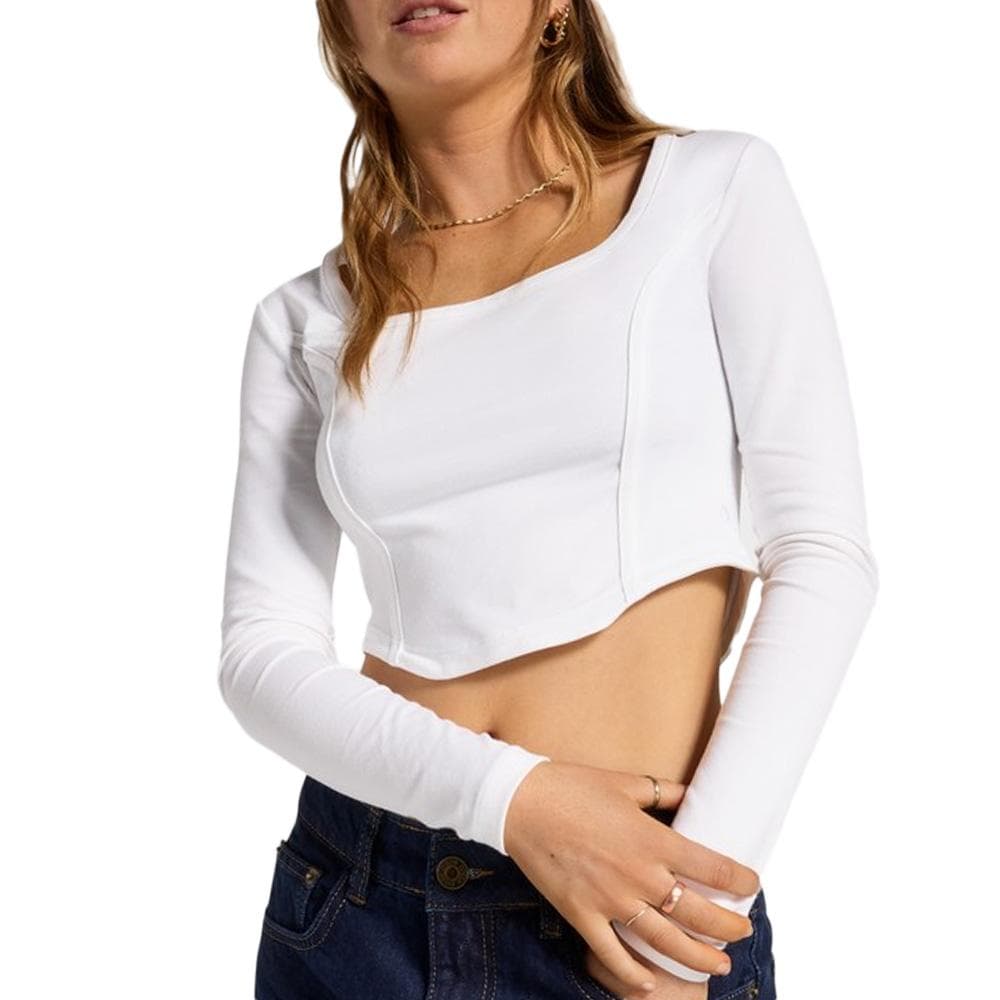 T-Shirt Manches Longues Blanc Femme Converse Wordmark Fashion 1
