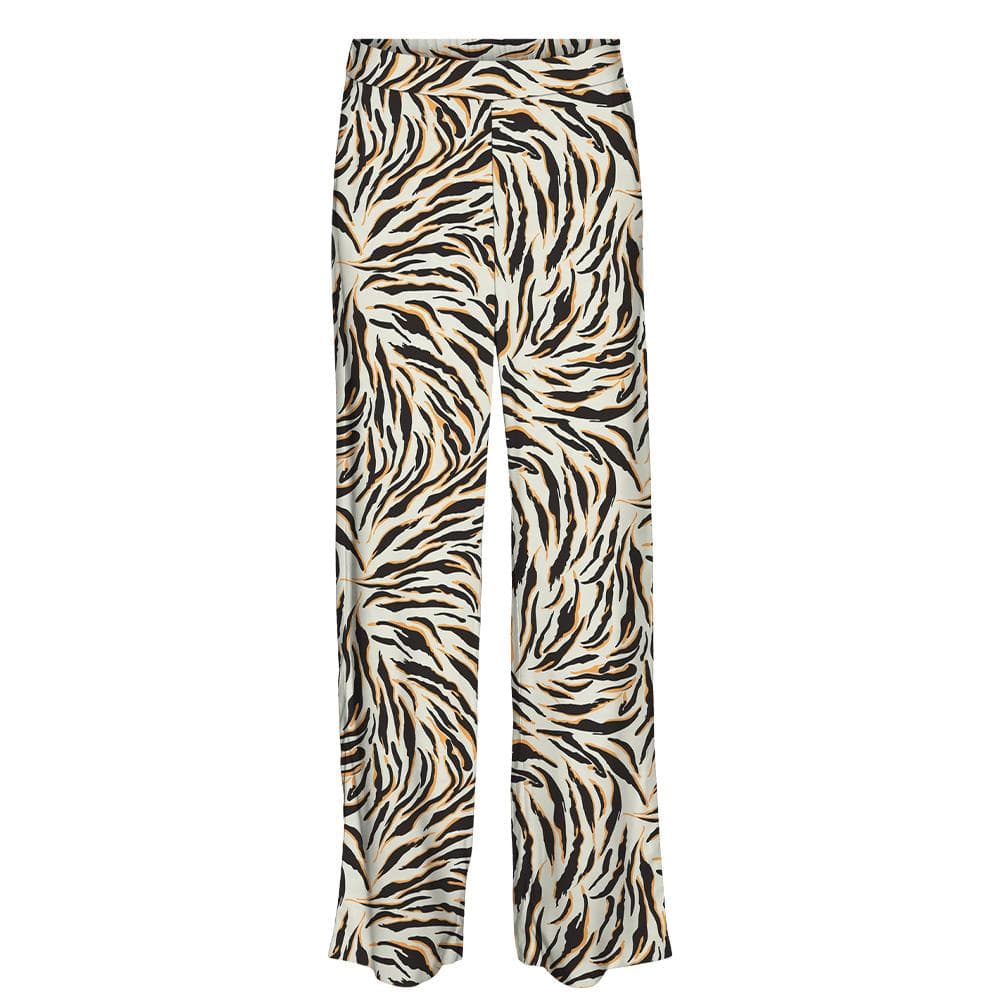 Pantalon Fluide Beige/Noir/Orange à Motifs Femme Vero Moda Easy Joy 1
