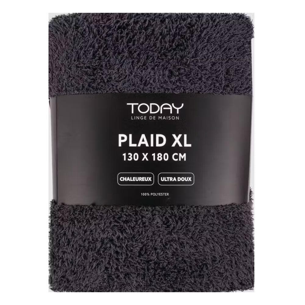 Plaid Gris Today Teddy Fusain 130x180 cm 2