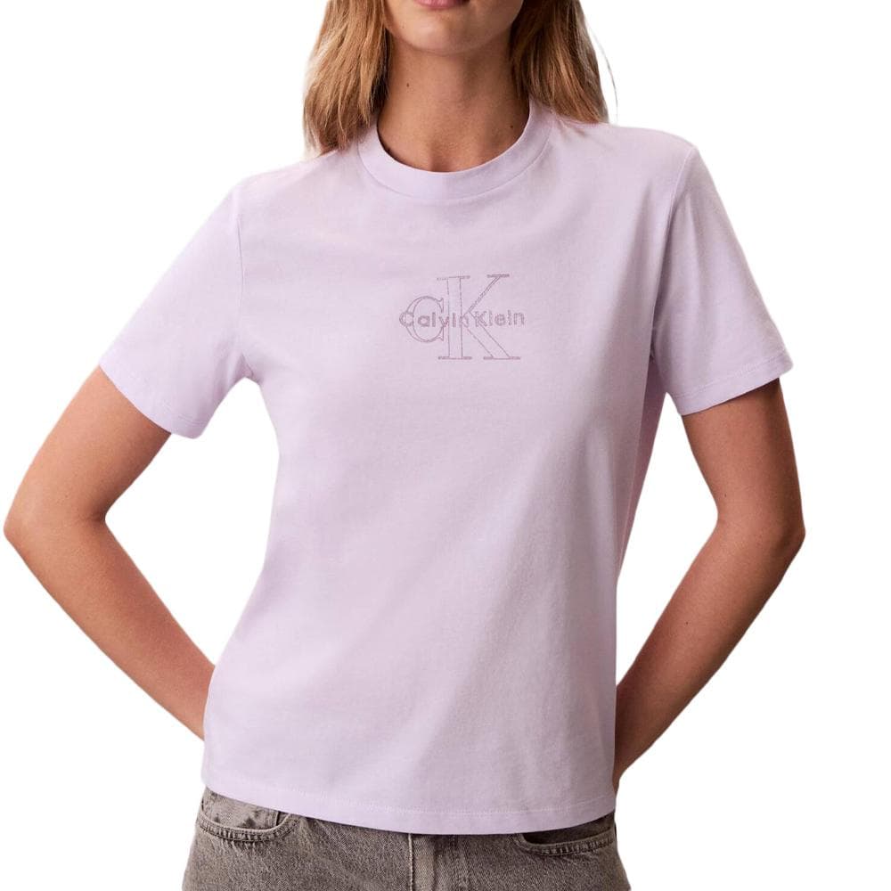 T-Shirt Violet Femme Calvin Klein Jeans Clasic Monologo 1