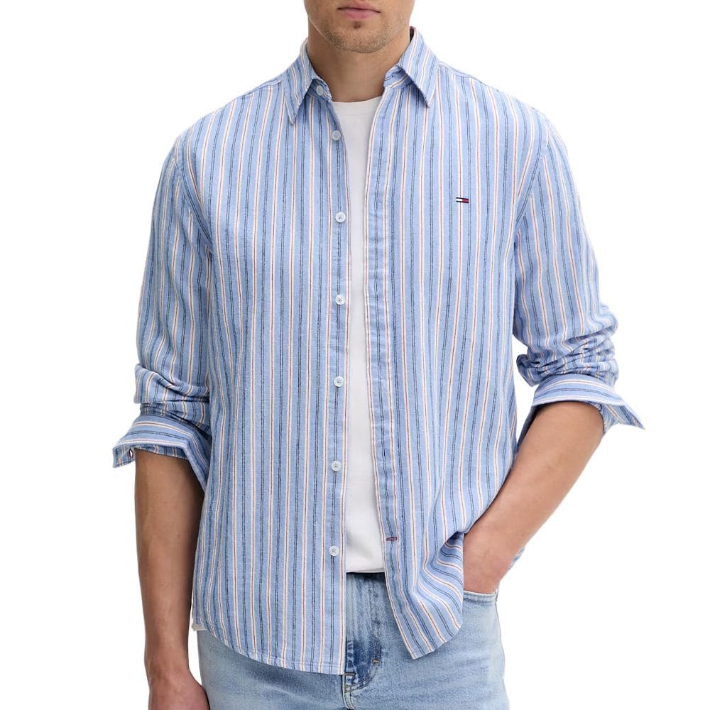 Chemise Bleu/Blanc Homme Tommy Hilfiger Tjm Reg Linen 1