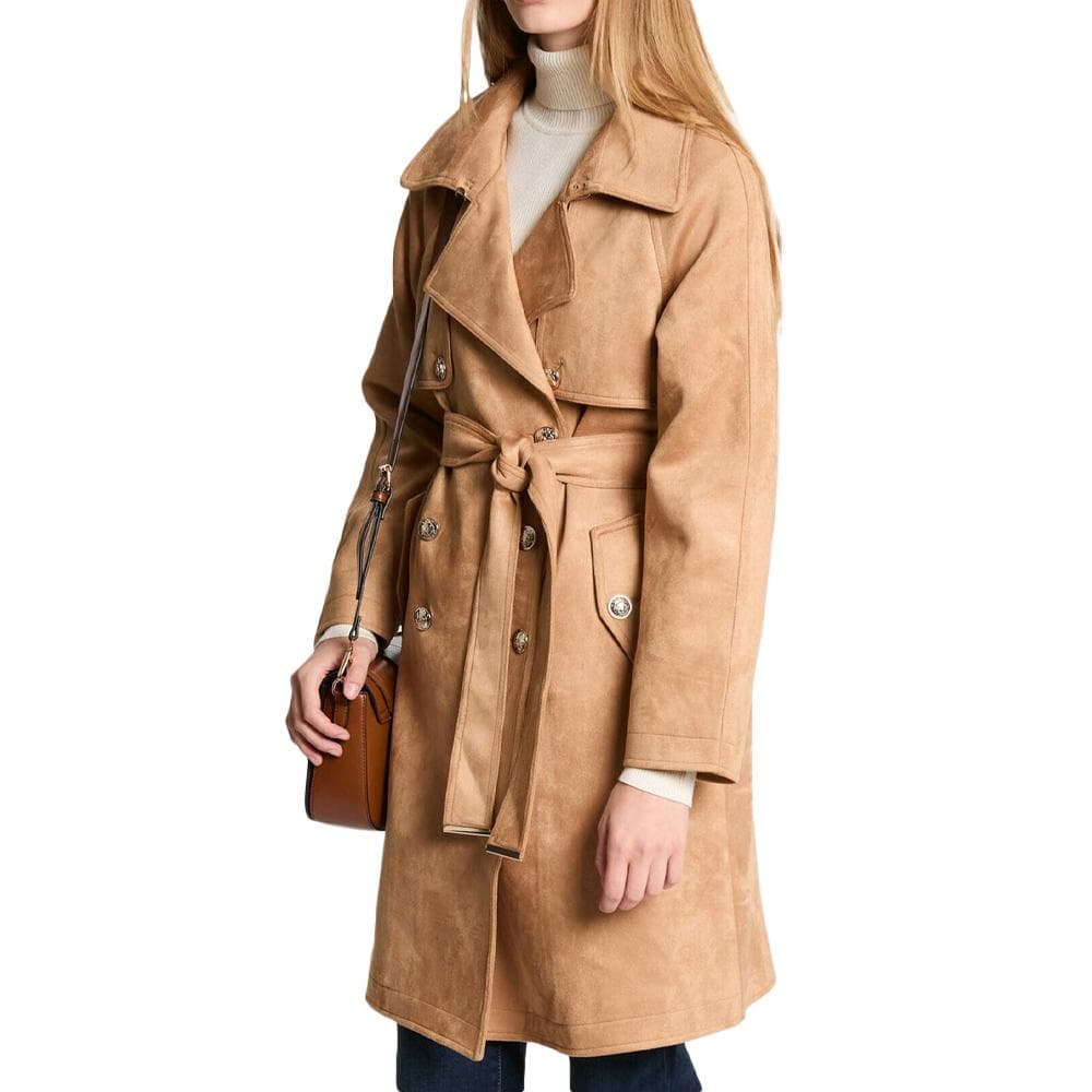 Manteau Marron Femme Morgan Trench Long En Suédine 1