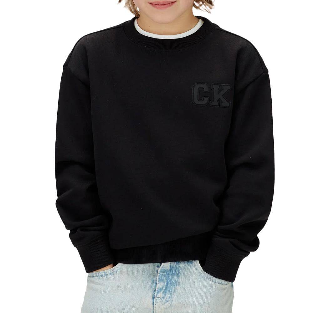 Sweat Noir Garçon Calvin Klein Jeans Relaxed Crewneck 1